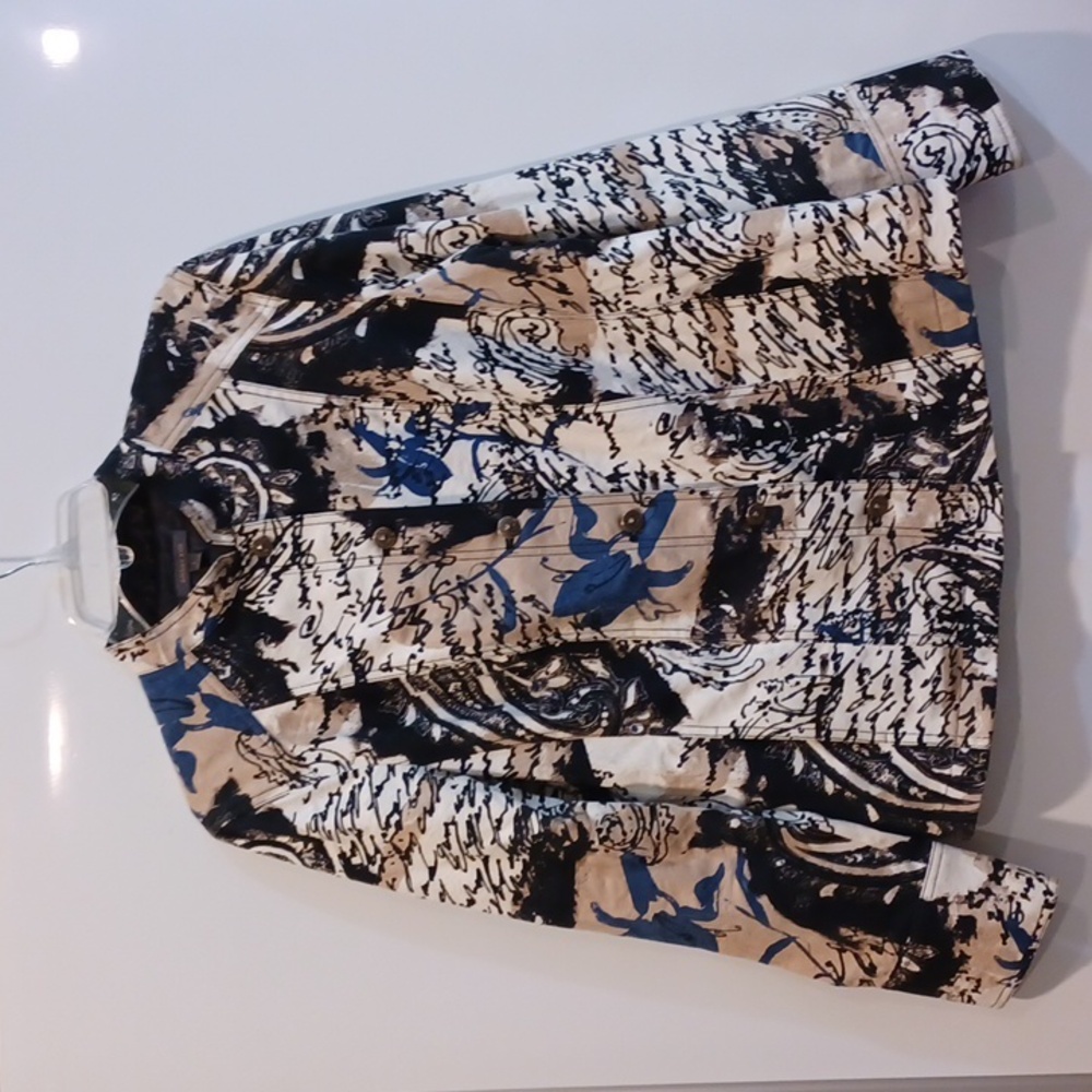 Amber Sun Stylish Black and Blue Boho Patterned Jacket